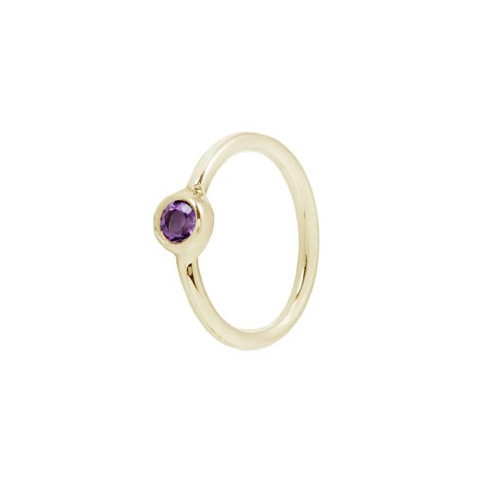 Buddha | 14k gold | Fixed Bezel Bead Ring | Side Set Facing | 2mm Amethyst