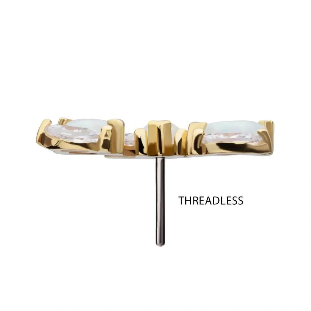 Invictus | 14k gold | 7-cluster Marquise Fan | CZ and Opal