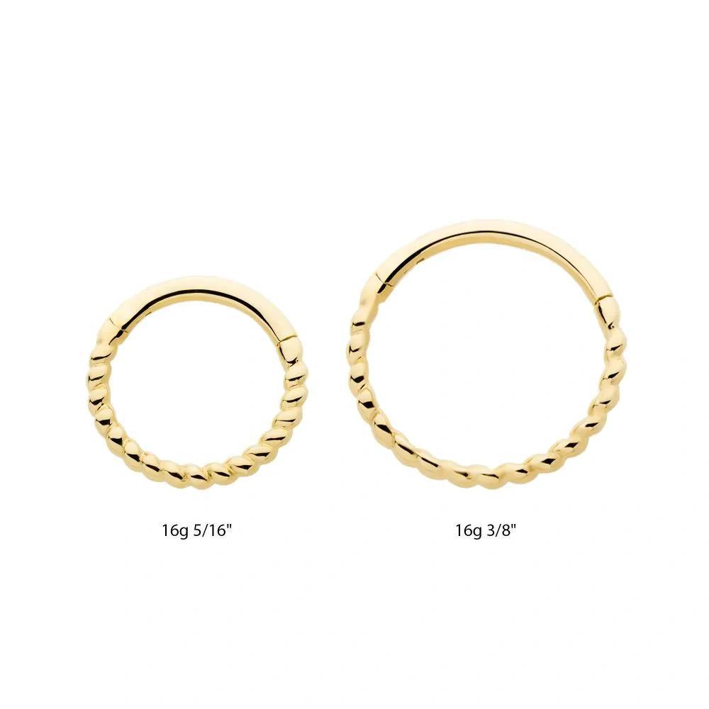 Invictus | 14k gold | Twisted Rope Front Facing Hinged Segment Clicker