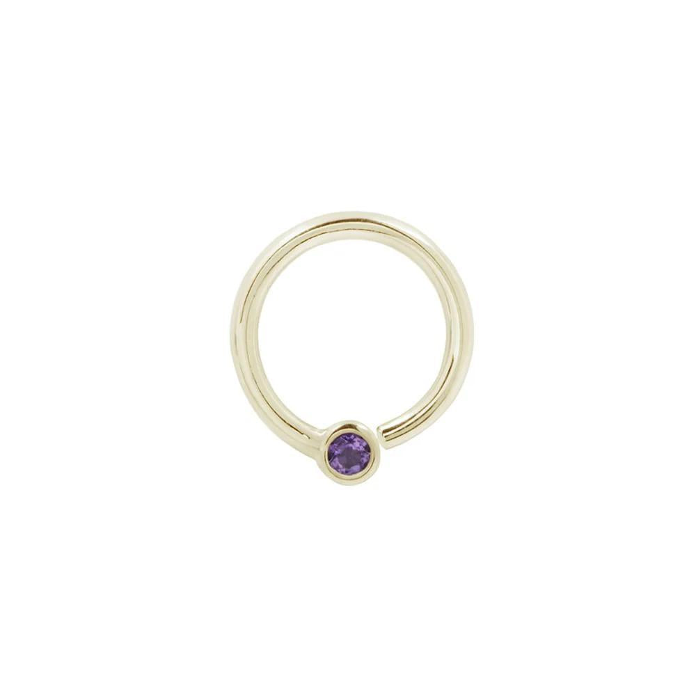 Buddha | 14k gold | Fixed Bezel Bead Ring | 2mm Amethyst