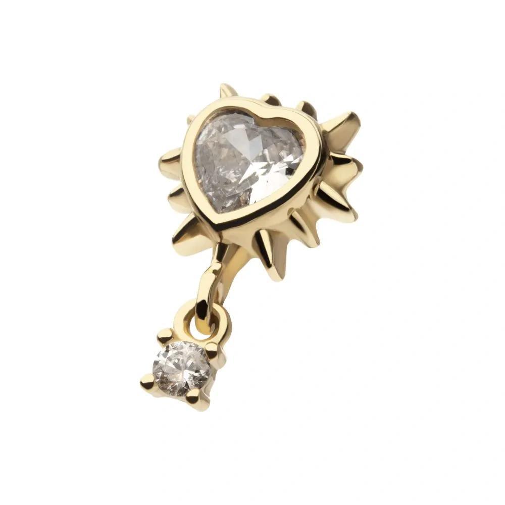 Invictus | 14k gold | Spiked Heart with Dangle | CZ