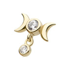 Invictus | 14k gold | Triple Moon with Dangle | CZ