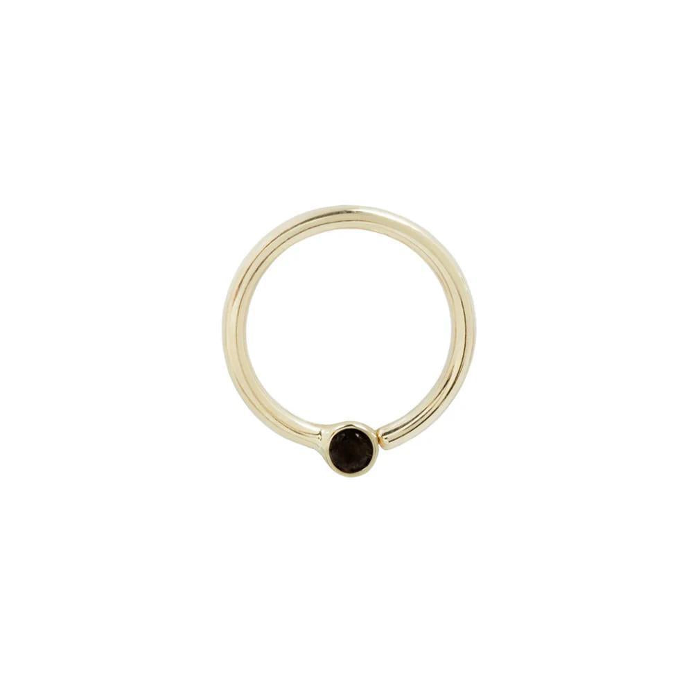 Buddha | 14k gold | Fixed Bezel Bead Ring | 2mm Black Spinel