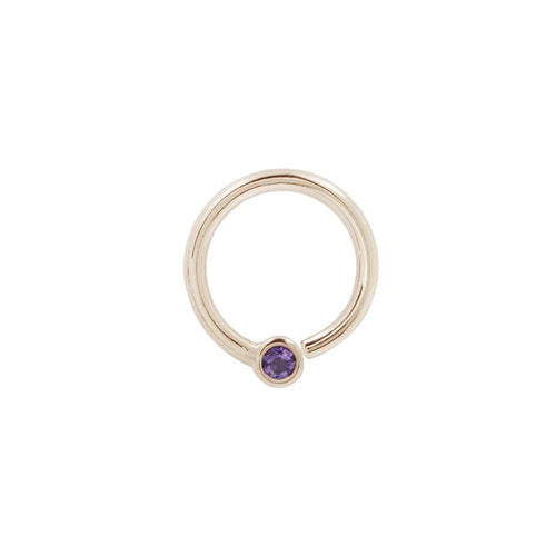 Buddha | 14k gold | Fixed Bezel Bead Ring | 2mm Amethyst