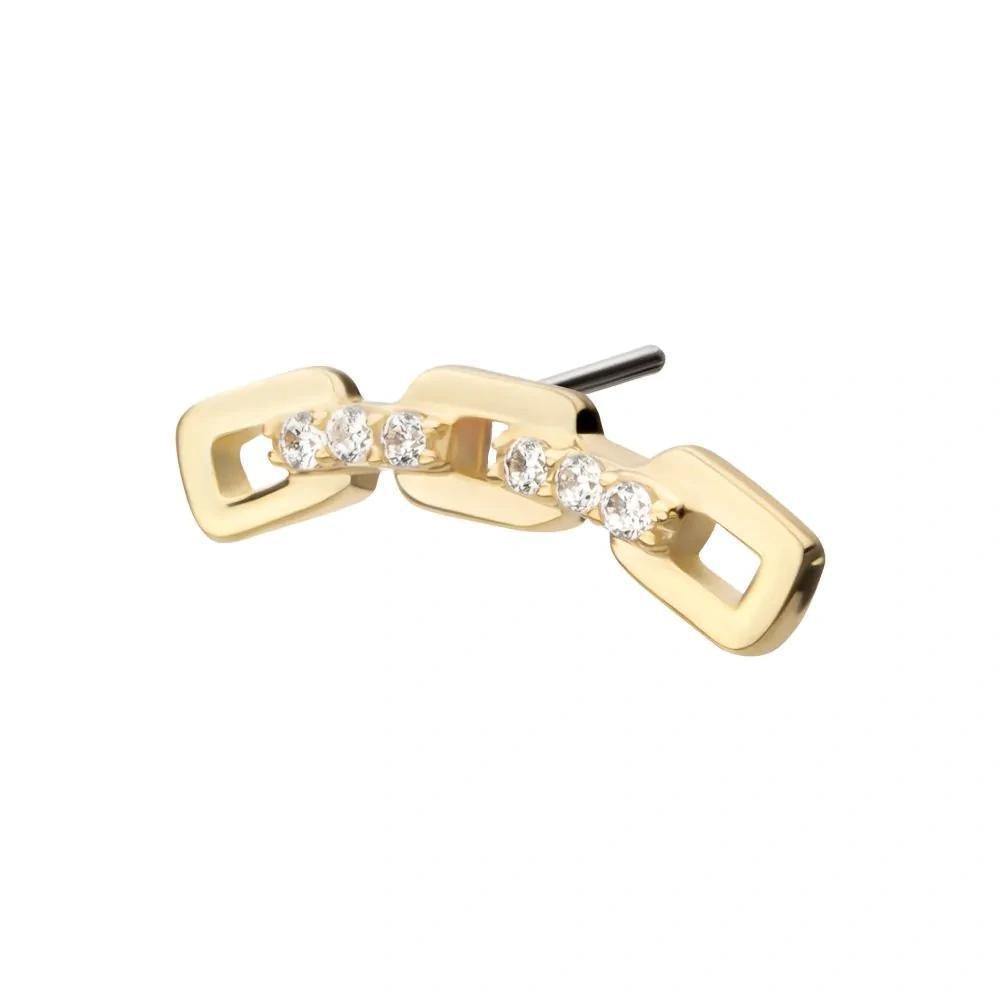 Invictus | 14k gold | Curved Chain Link | CZ