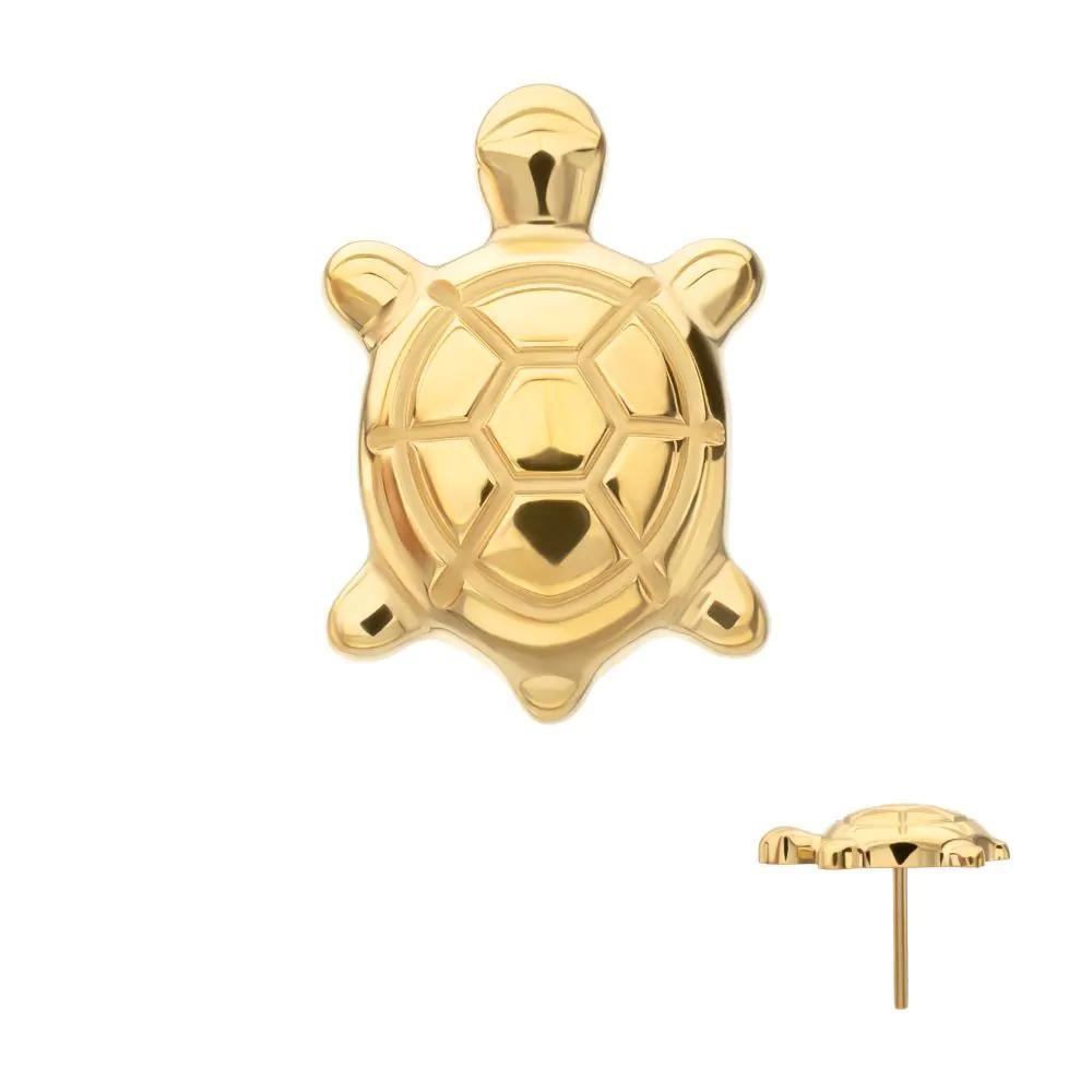 Invictus | 24k Gold PVD Titanium | Threadless Low Profile 3D Corrugated Land Turtle Top