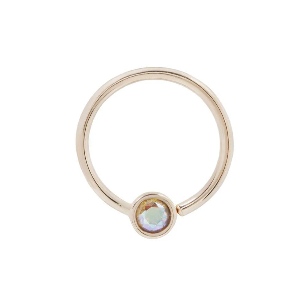 Buddha | 14k gold | Fixed Bezel Bead Ring | 3mm Mercury Mist Topaz