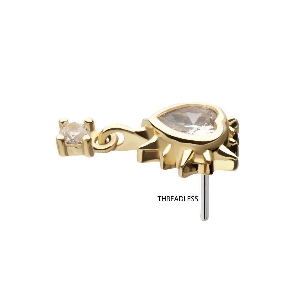 Invictus | 14k gold | Spiked Heart with Dangle | CZ