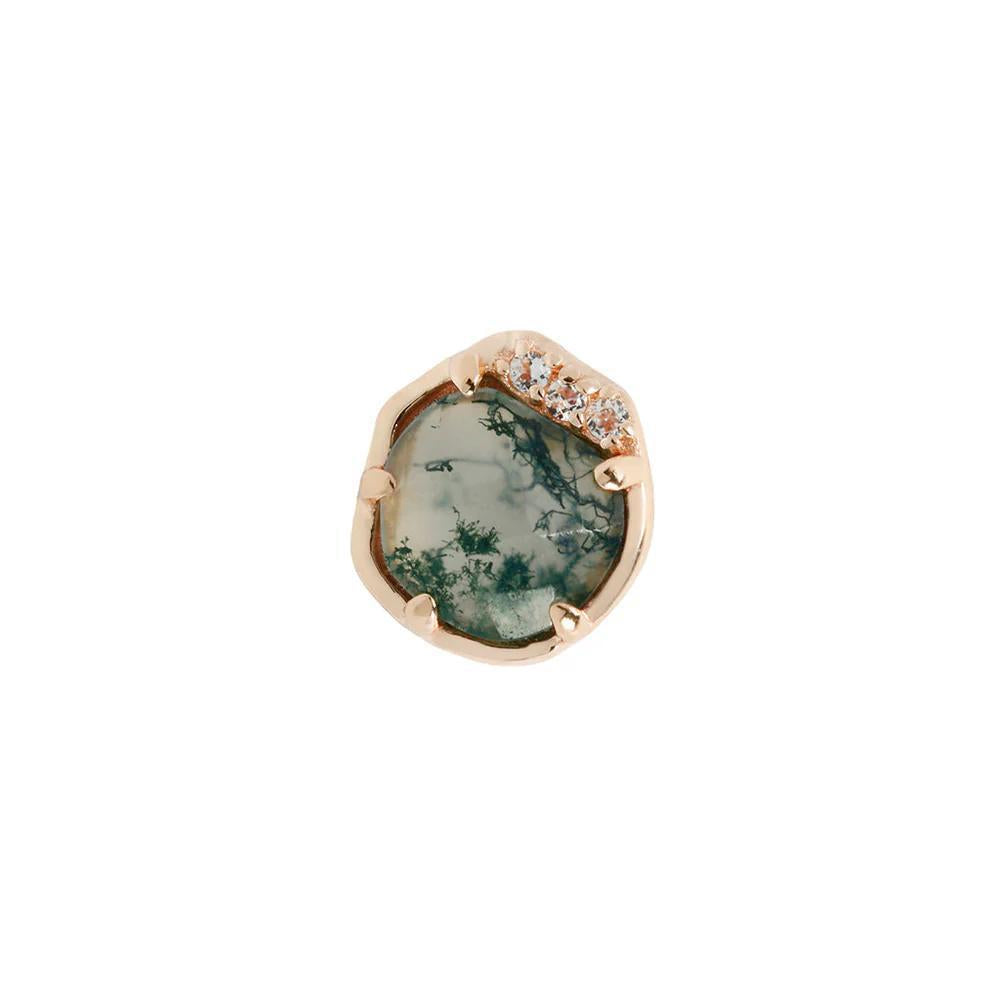 Buddha | 14k gold | Vision | Moss Agate + White Topaz