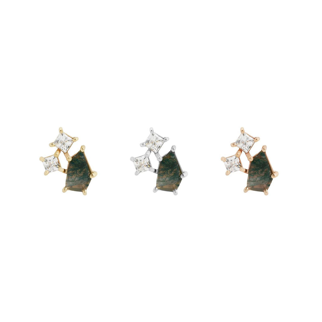 Buddha | 14k gold | Lyra | Moss Agate + CZ