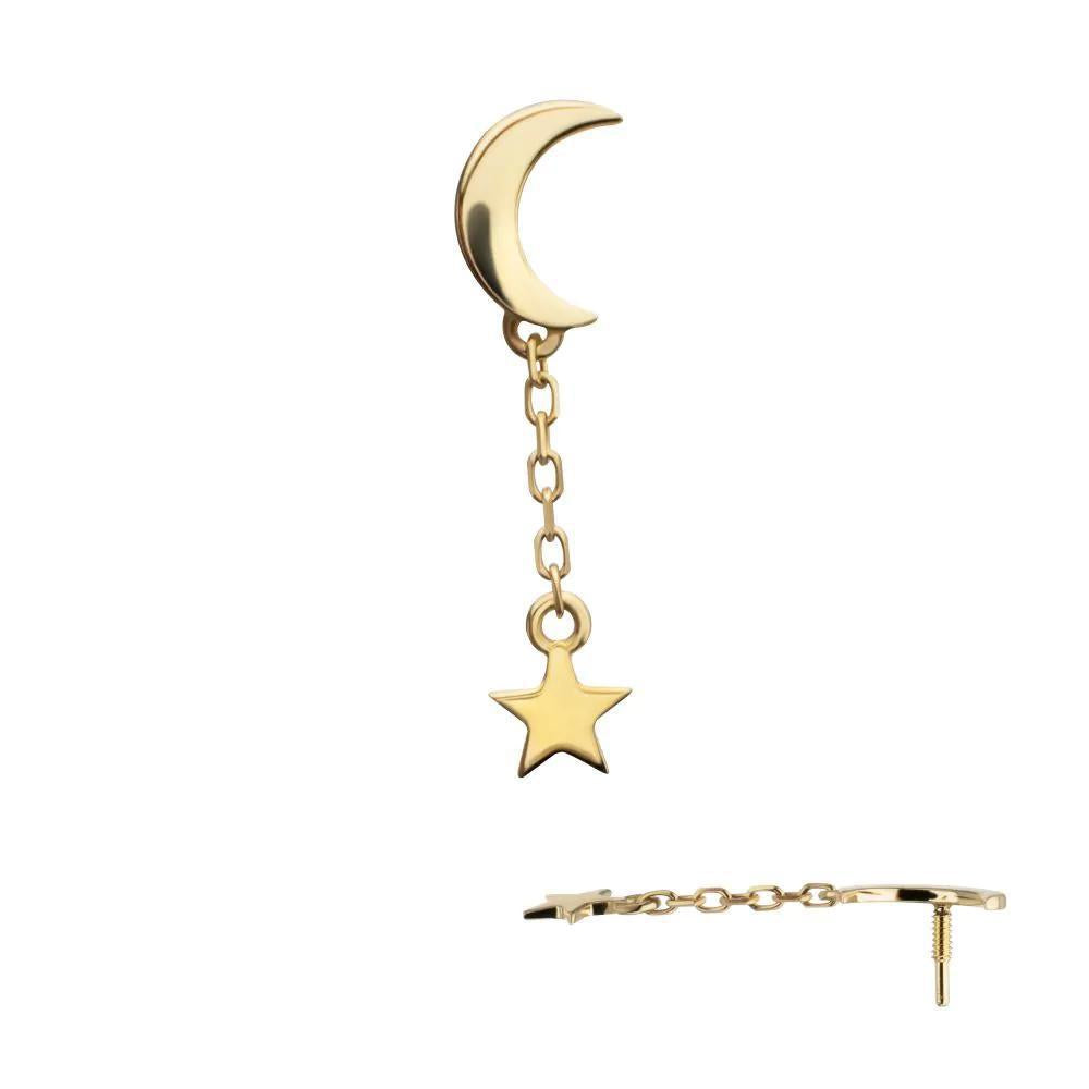 Invictus | 14k gold | Crescent Moon with Star Dangle