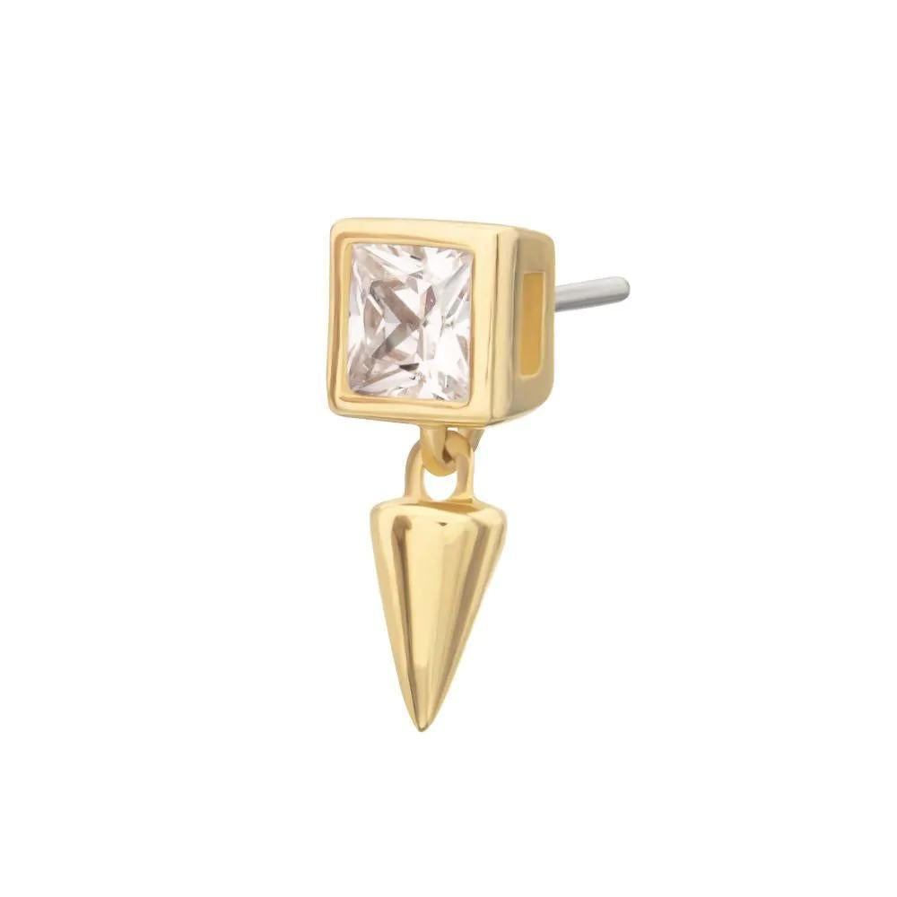 Invictus | 14k gold | Princess Cut Bezel with Spike Dangle | Lab-Grown Diamond