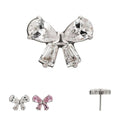Invictus | Titanium | Threadless Bow Gem Top | Cubic Zirconia