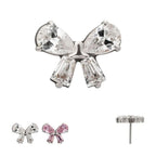 Invictus | Titanium | Threadless Bow Gem Top | Cubic Zirconia