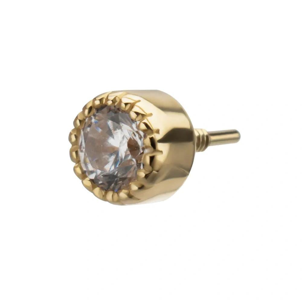 Invictus | 14k gold | Milgrain Edge Gem | CZ