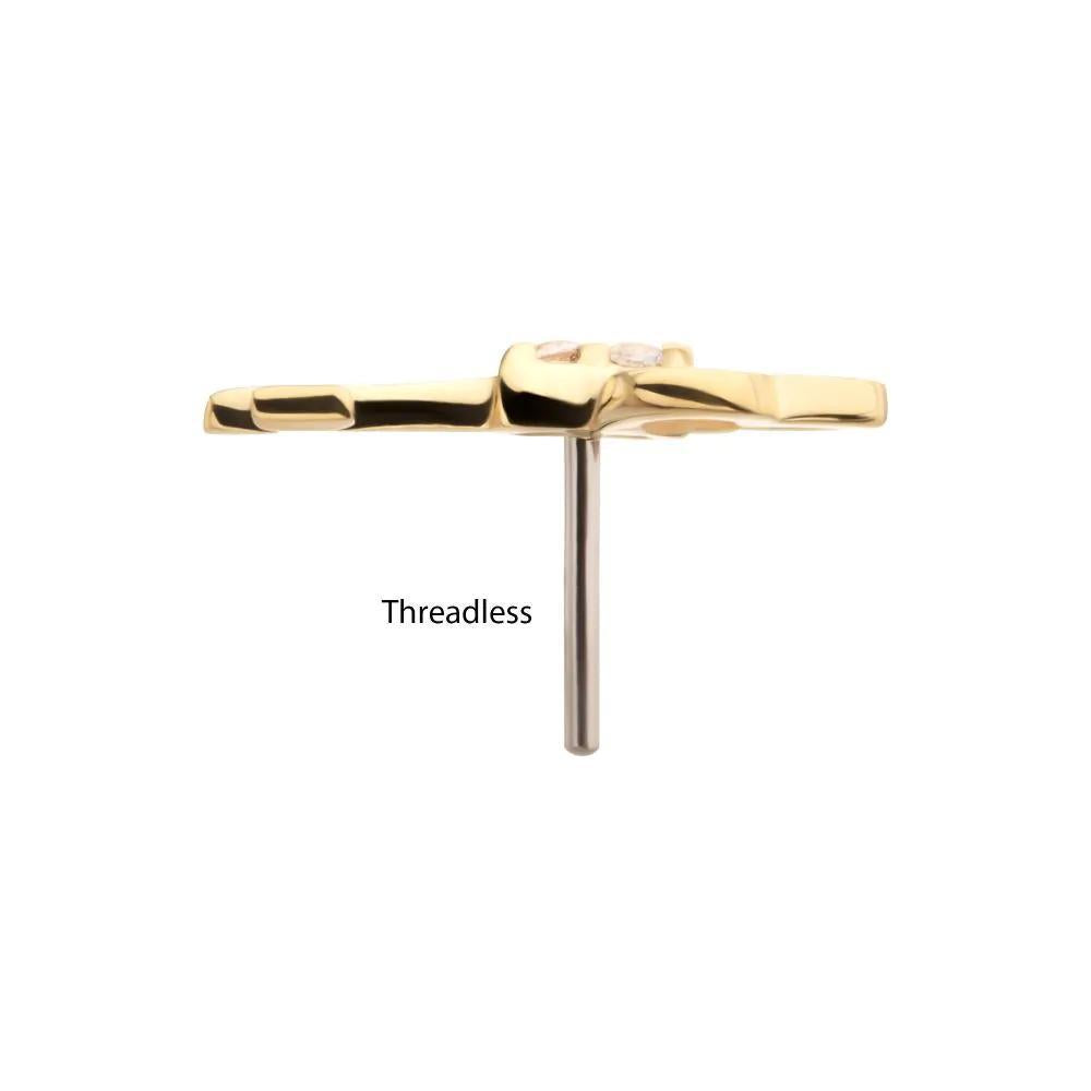 Invictus | 14k gold | Precision-shaped Key Top with Prong Set CZ Gem | Clear CZ