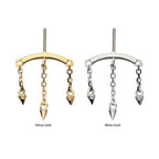 Invictus | 14k gold | Hidden helix Curved Bar with Spiked Chains