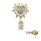 Invictus | 14k gold | Spiked Heart with Dangle | CZ