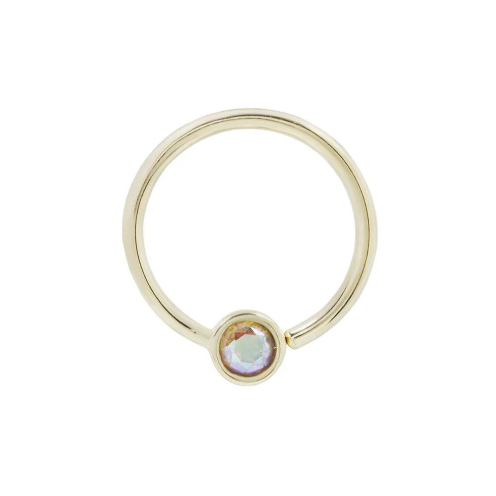 Buddha | 14k gold | Fixed Bezel Bead Ring | 2mm Mercury Mist Topaz