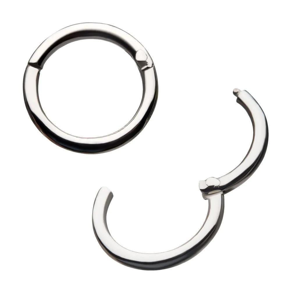 Invictus | 14k gold | White Gold Plain Hinged Hoop