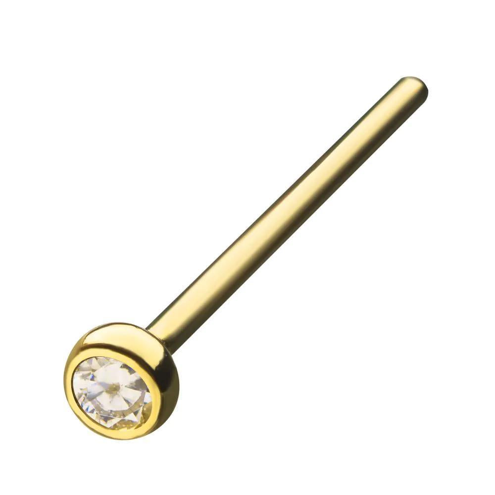 Invictus | 14k gold | Nose Pin | Clear CZ
