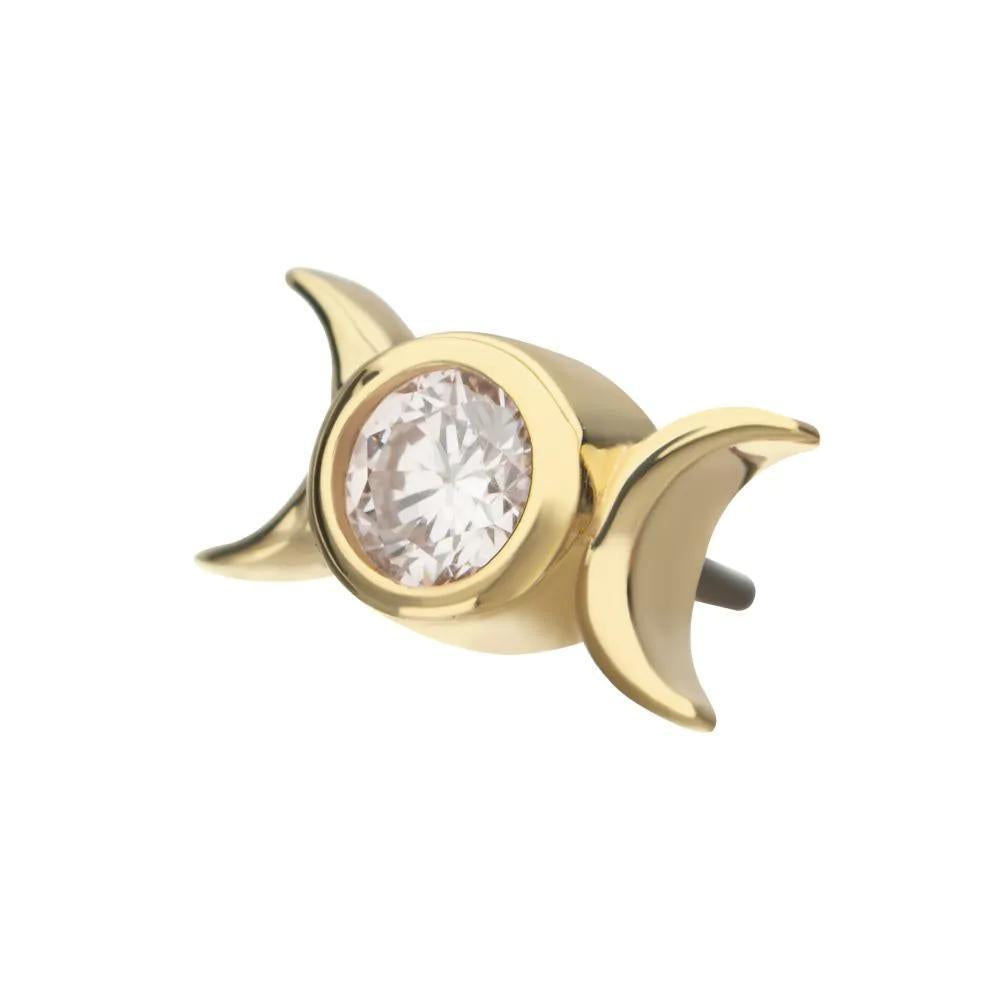Invictus | 14k gold | Triple Moon Phase Top with Bezel Lab-Grown Diamond | Lab-Grown Diamond