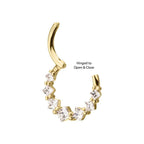 Invictus | 14k gold | Prong Princess Clear CZ Cluster Front Facing Hinged Hoop