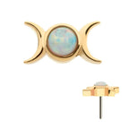 Invictus | 14k gold | Triple Goddess Moon | synthetic White Opal