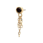 Invictus | 14k gold | Bezel Set Gem Top with Triple Chain Dangle | Black CZ