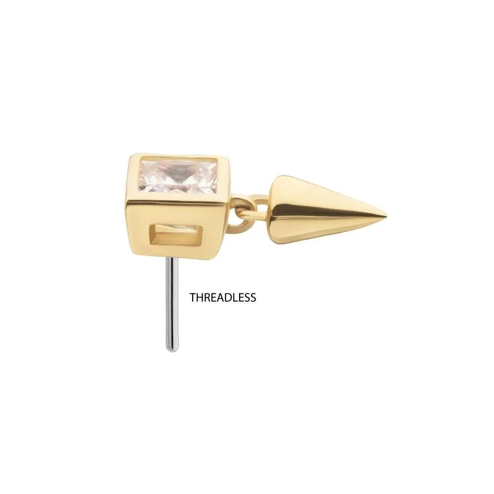 Invictus | 14k gold | Square with Spike Dangle | CZ