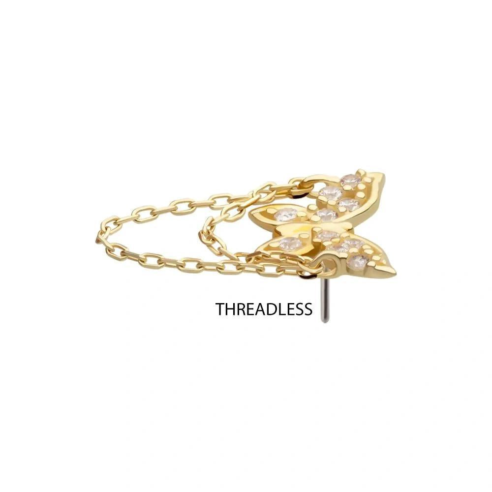 Invictus | 14k gold | Butterfly 2 tier Chain | CZ