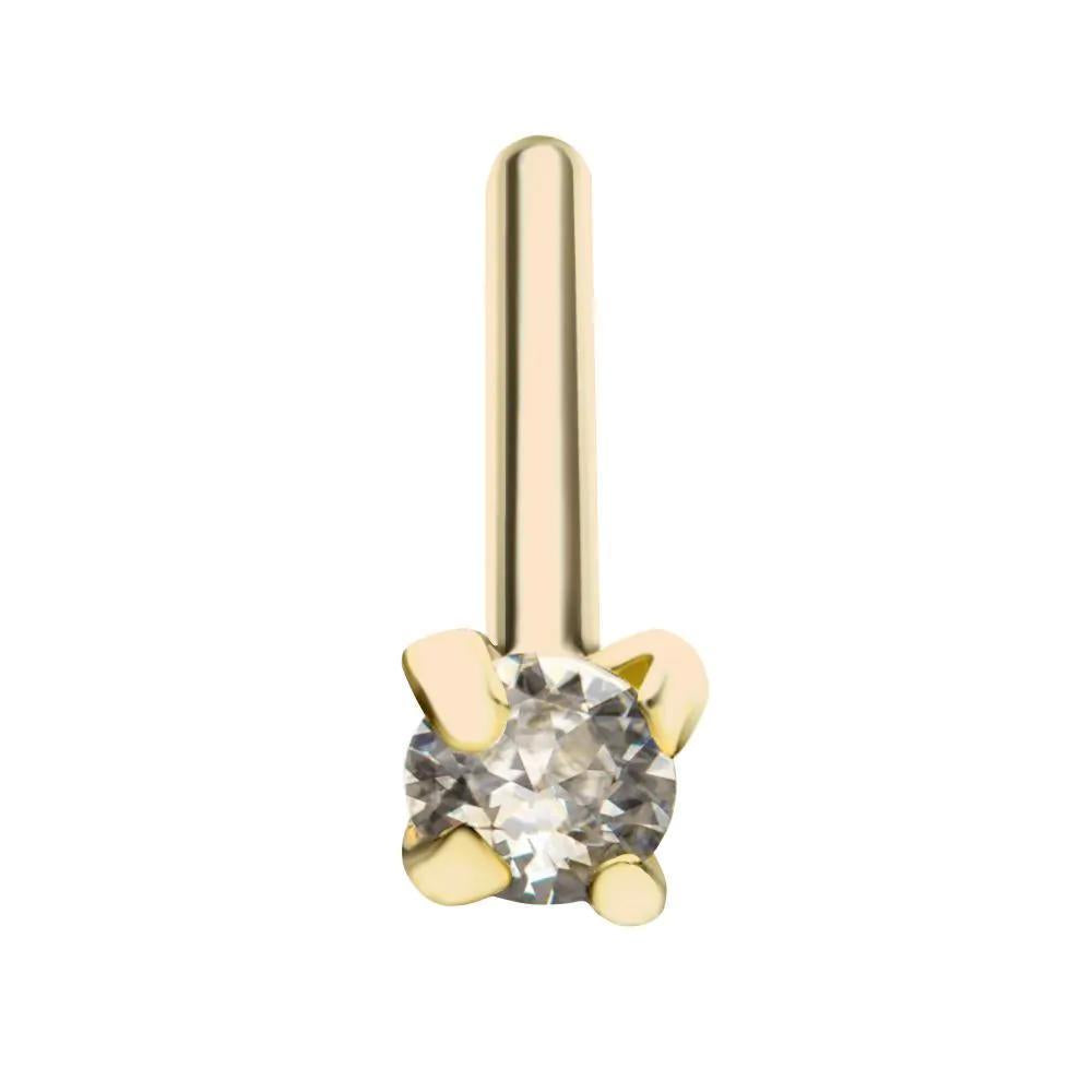 Invictus | 14k gold | Nose Pin | Clear CZ