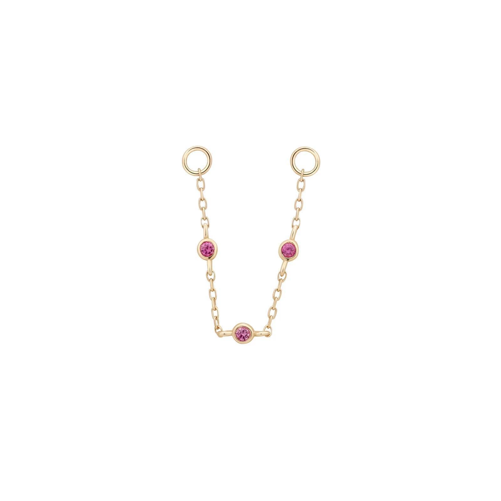 Buddha | 14k gold | 3 Bezel Chain | Pink Sapphire