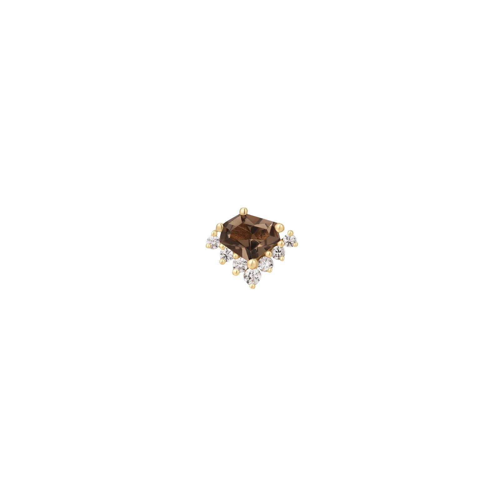 Buddha | 14k gold | Bones + Honey | Smoky Quartz + CZ