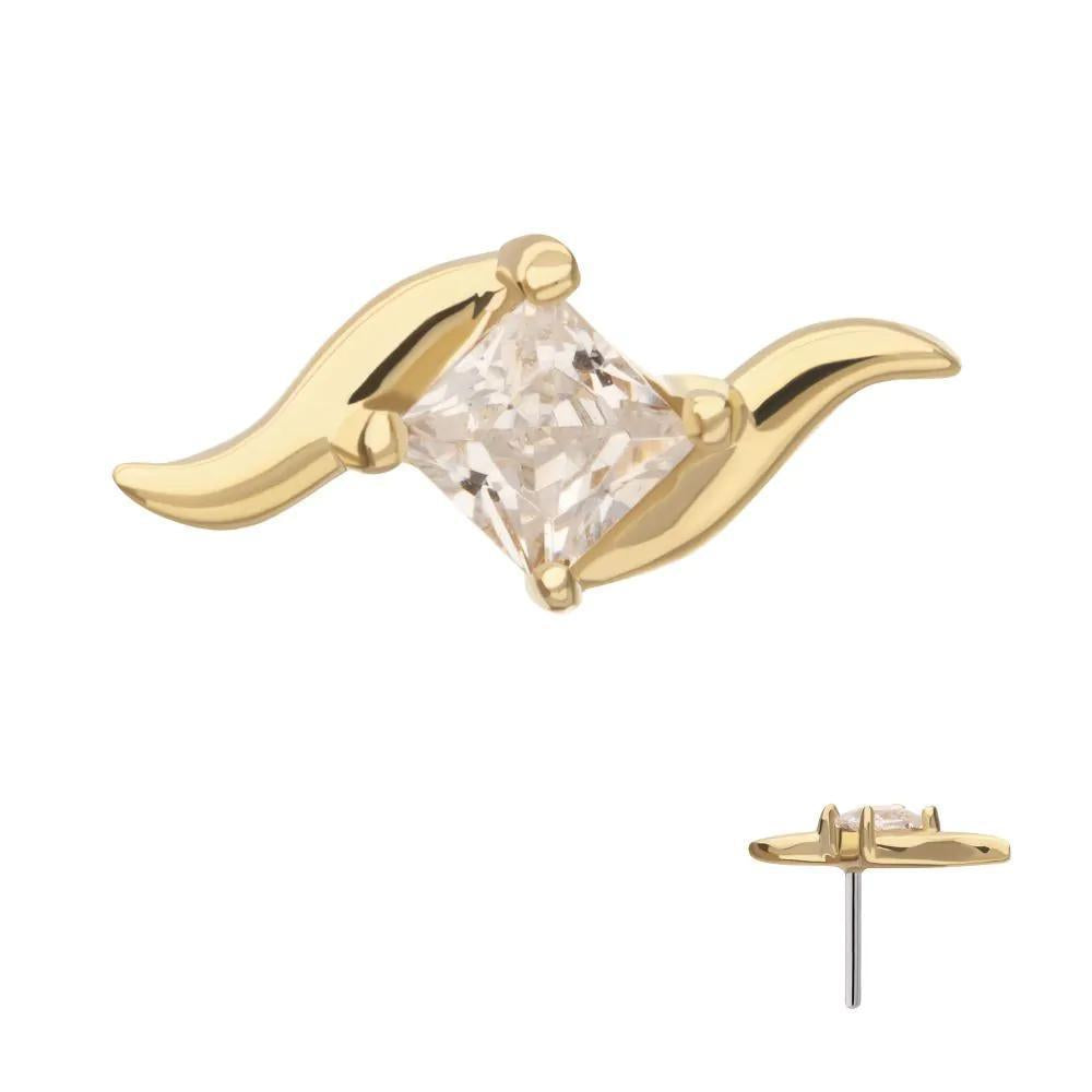 Invictus | 14k gold | Wave with Prong Set Princess Cut | CZ
