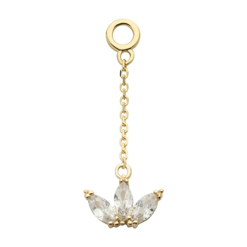Invictus | 14k gold | 3-Cluster Marquise Dangle Charm | CZ