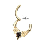 Invictus | 14k gold | Bat Wings with Devil Heart Hinged Hoop