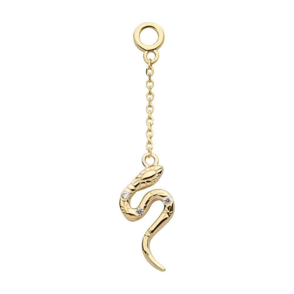 Invictus | 14k gold | Snake Dangle Charm | CZ
