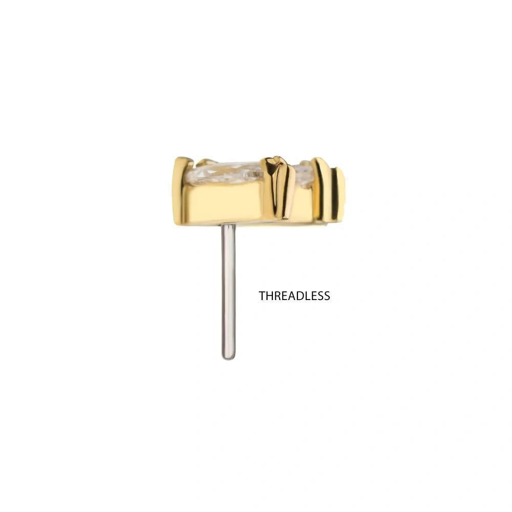 Invictus | 14k gold | Beaded Edge Marquise Fan | CZ