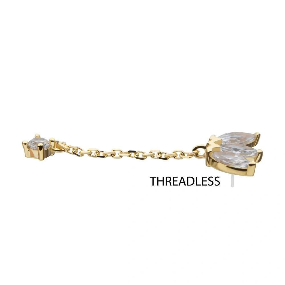 Invictus | 14k gold | Triple Marquise Fan with Chain | CZ