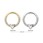 Invictus | 14k gold | Front Facing Hinged Hoop | Heart CZ