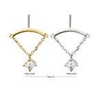 Invictus | 14k gold | Hidden Helix Curved Bar with Dangle | CZ