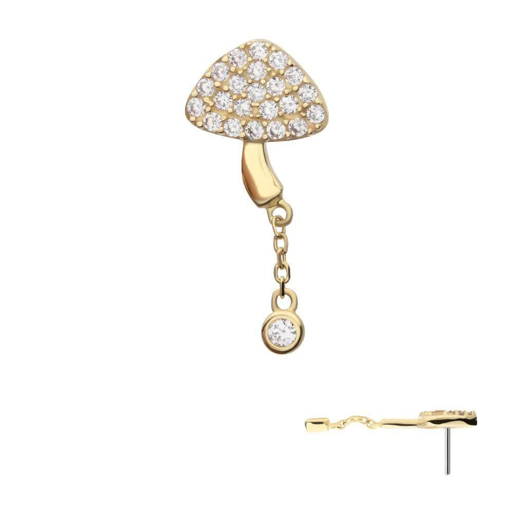 Invictus | 14k gold | Pave Set Mushroom with Dangle | CZ