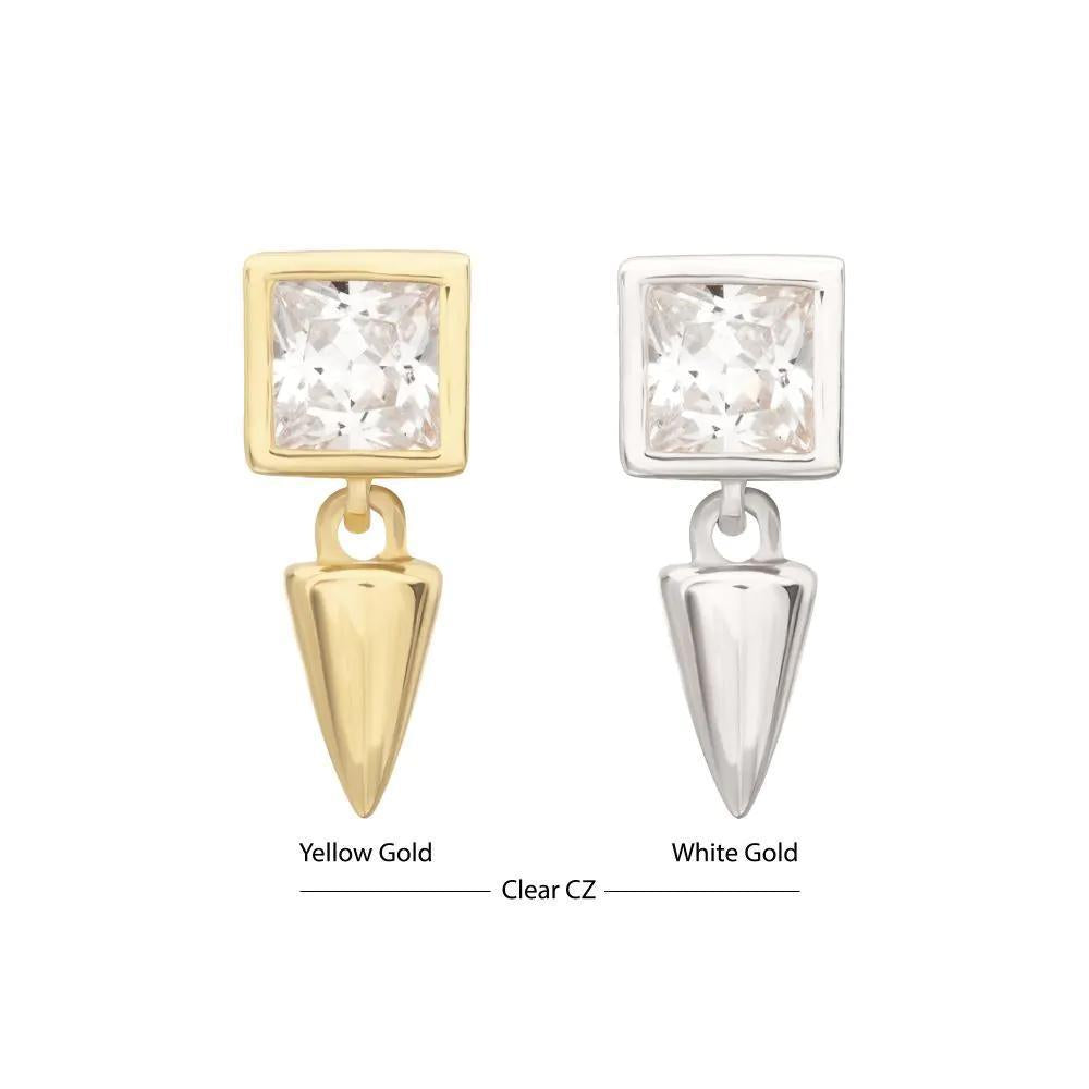 Invictus | 14k gold | Square with Spike Dangle | CZ
