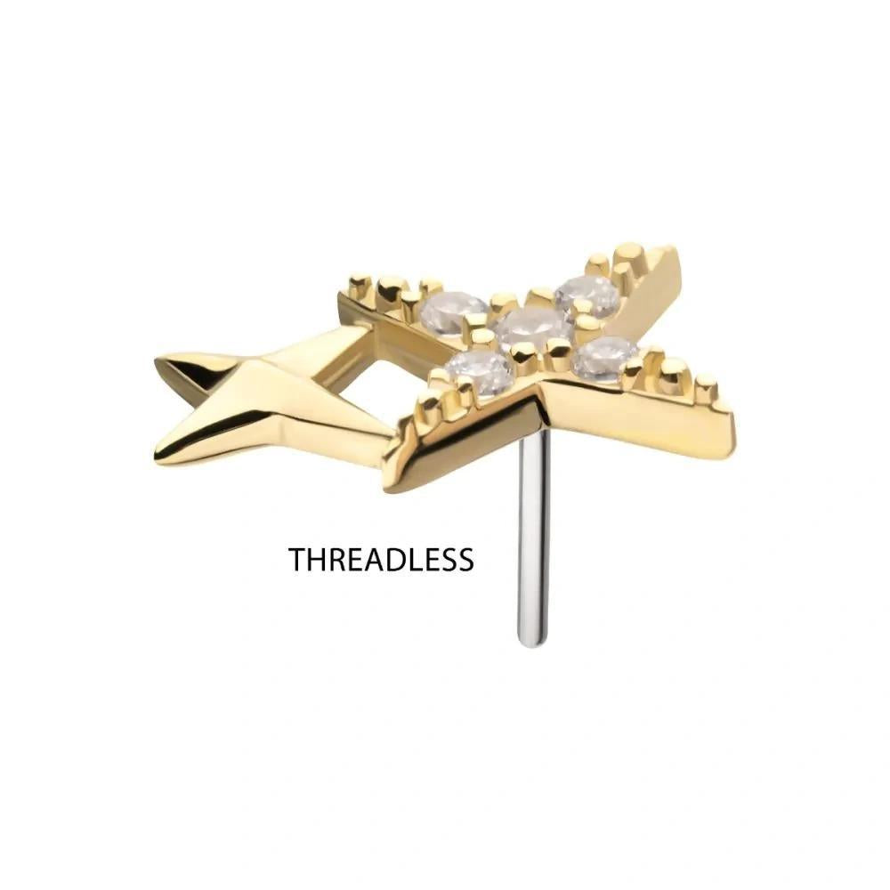Invictus | 14k gold | Double Celestial Star | CZ