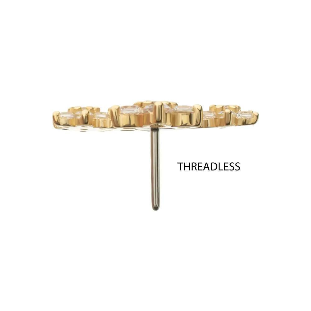 Invictus | 14k Gold | Threadless 7-Prong Gem Cluster Flower Top | Cubic Zirconia
