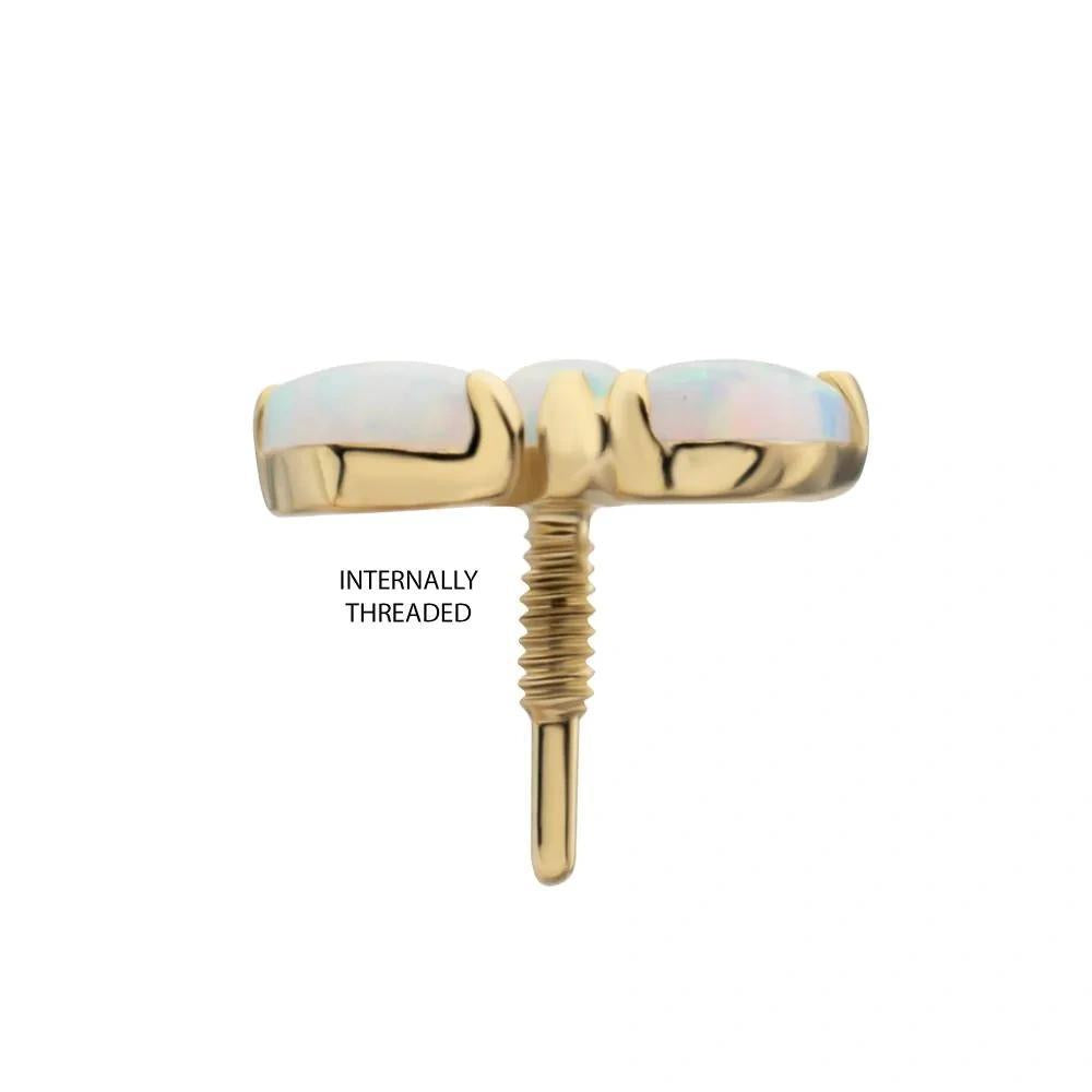 Invictus | 14k gold | 3-Cluster Marquise | Synthetic Opal