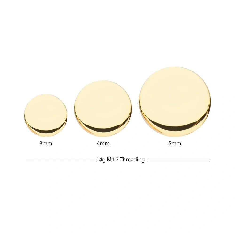 Invictus | 14k gold | 14g Dermal Top | Plain Disk