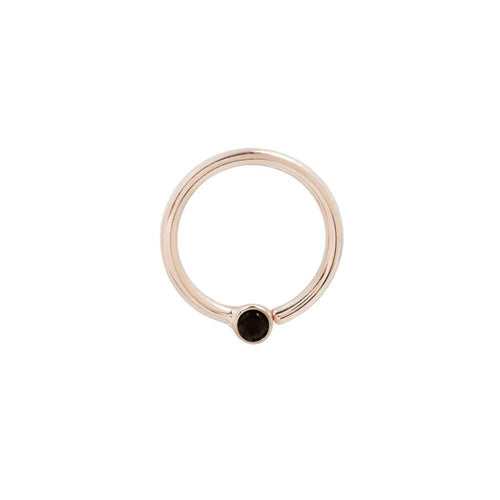 Buddha | 14k gold | Fixed Bezel Bead Ring | 2mm Black Spinel
