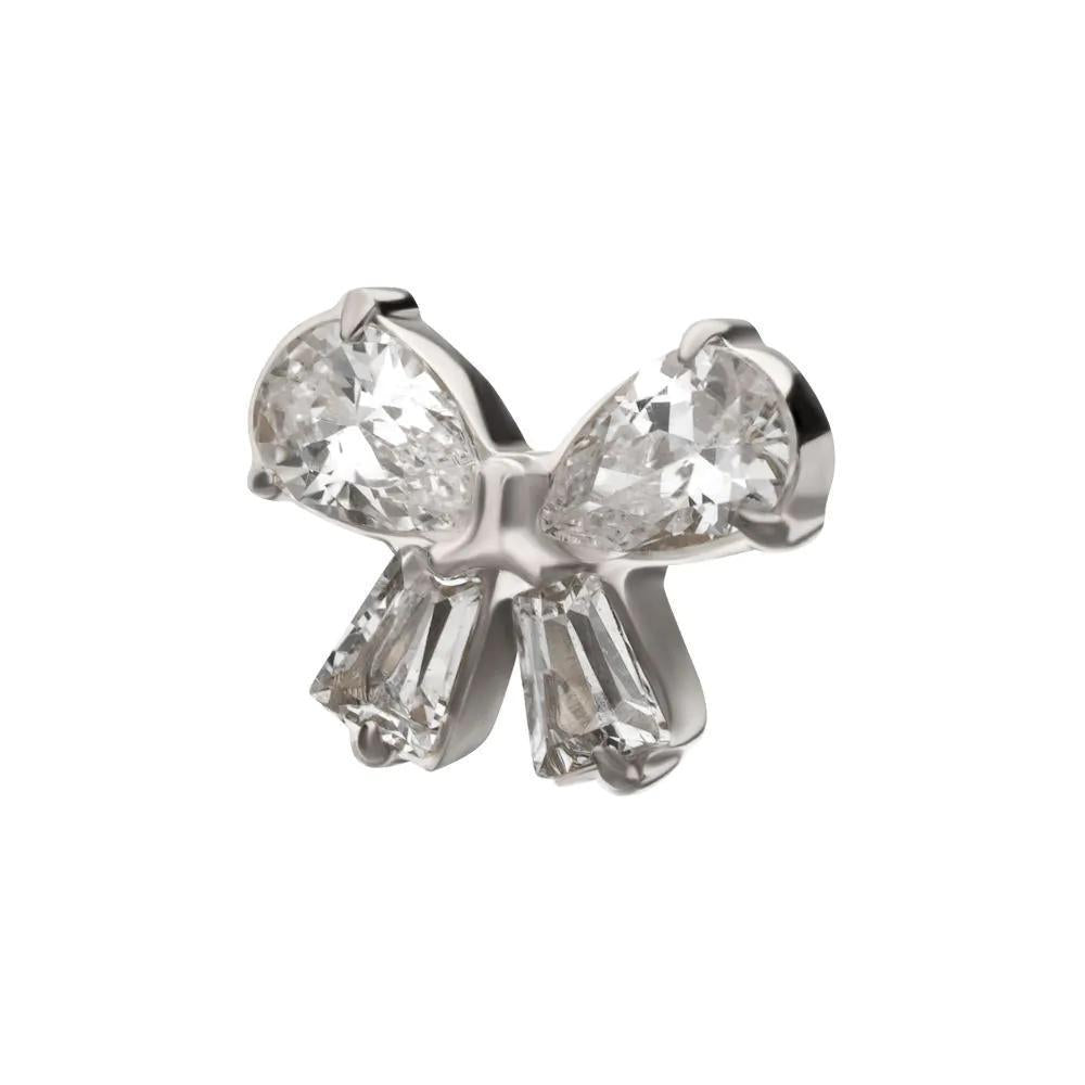 Invictus | Titanium | Threadless Bow Gem Top | Cubic Zirconia